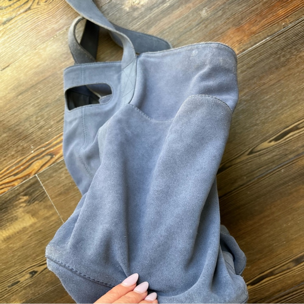 Free People Caravan Suede Tote Bag in Dusty Blue Denim - Picture 16 of 17